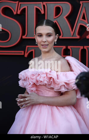 28 juin 2019 - Santa Monica, CA, USA - LOS ANGELES - jan 28 : Millie Bobby Brown lors de la ''Stranger Things'' Saison 3 Première mondiale à la Santa Monica High School le 28 juin 2019 à Santa Monica, CA (crédit Image : © Kay Blake/Zuma sur le fil) Banque D'Images