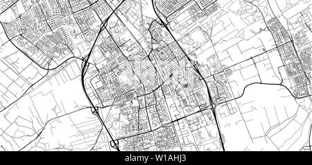 Vecteur urbain plan de la ville de Delft, Pays-Bas Illustration de Vecteur