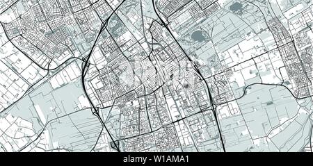 Vecteur urbain plan de la ville de Delft, Pays-Bas Illustration de Vecteur