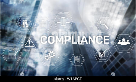 Schéma de la conformité à l'aide d'icônes. Le concept d'entreprise abstract background Banque D'Images