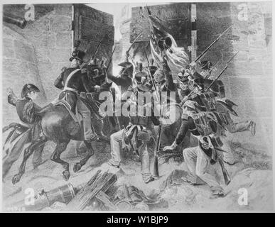 Capture du fort George. Le colonel Winfield Scott menant l'attaque. Juillet 1813. Copie de la gravure après Alonzo Chappel, circa 1850s., ca. 1900 - 1982 ; notes générales : utiliser la guerre et les conflits numéro 85 lors de la commande d'une reproduction ou demande d'informations sur cette image. Banque D'Images