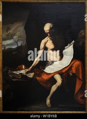 José de Ribera (1591-1652). Pintor español. San Jerónimo penitente, 1645-1650. Óleo sobre lienzo,, 2,38 x 1,80 m. Real Academia de Bellas Artes de San Fernando. Madrid. España. Banque D'Images