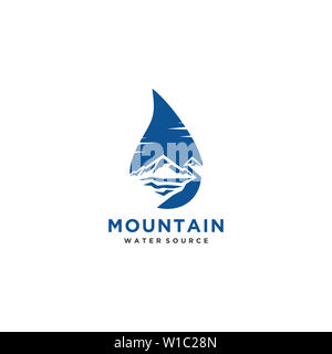 Les ressources en eau de montagne logo ou symbole vecteur conception Banque D'Images