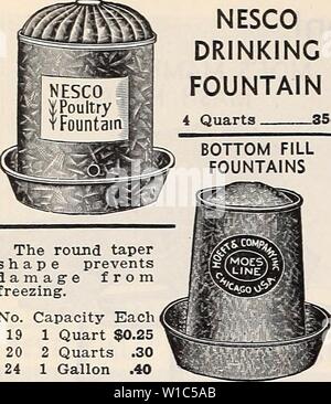 Image d'archive à partir de la page 53 du 75e anniversaire du jubilé de diamant (1935). 75e anniversaire du jubilé de diamant . diamondjubilee grif751935Année : 1935 50 GRIFFITH & TURNER CO., 205 N. PACA. ST, Baltimore, MD. Fontaine à boire 4 pintes de NESCO 35o BAS REMPLIR les fontaines à forme conique rond empêche l'damagre du gel. Chaque capacité no 19 1 Quart de 0,25 $ 20 .30 2 quarts de gallon 241 .40 N° 32 MOE'S STAR FOUN- TAIN ET LE CONVOYEUR fait d'un seul morceau de métal lourd. Pas de soudure, pas de coutures, pas de pièces en vrac. Convient pour nourrir ainsi que wa- ter. Petits poussins ne peuvent pas se noyer. S'adapte à tous les pot Mason dans 1 pinte, 1 Qu Banque D'Images