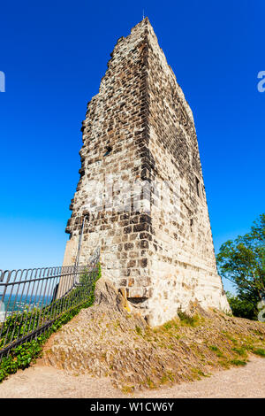 Burgruine Drachenfels est un château en ruine hill Konigswinter sur le Rhin, près de Bonn en Allemagne Banque D'Images