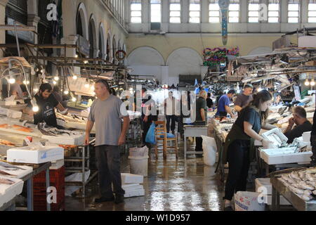 Marché Central d'Athènes Municipal Banque D'Images