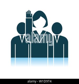 Dame de vote avec l'homme derrière l'icône. Reflet de l'ombre. Vector Illustration. Illustration de Vecteur