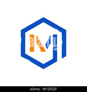 Logo M lettre hexagonale modèle vector illustration Illustration de Vecteur