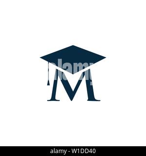 Lettre M logo de l'éducation modèle d'illustration vectorielle. Graduation cap avec la lettre M sous. Logo Vector concept illustration Illustration de Vecteur