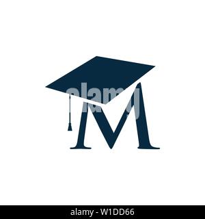 Lettre M logo de l'éducation modèle d'illustration vectorielle. Graduation cap avec la lettre M sous. Logo Vector concept illustration Illustration de Vecteur