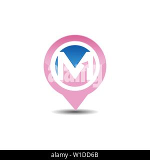 M lettre logo pointeur GPS Illustration de Vecteur