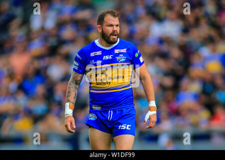 30 JUIN 2019 , l'Émeraude du stade Headingley, Angleterre ; Betfred Super League, Round 20, Leeds Rhinos vs Dragons Catalans ; Adam Cuthbertson de Leeds Rhinos durant la partie Crédit : Craig Milner/News Images Banque D'Images