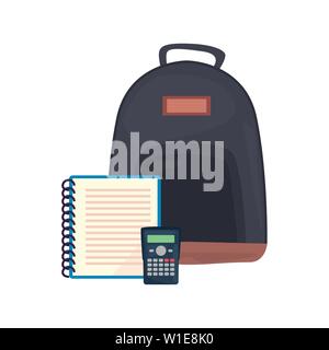 Ordinateur portable sac à dos retour à l'école calculatrice vector illustration Illustration de Vecteur