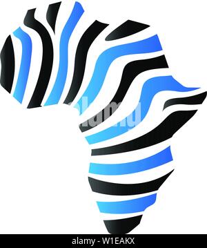 De l'Afrique carte icône rayée en duo la couleur tonale. Voyage safari Continent Illustration de Vecteur