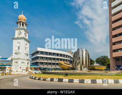 Le Queen Victoria Memorial Clock Tower, George Town, l'île de Penang, en Malaisie, en Asie du Sud-Est, l'Asie Banque D'Images