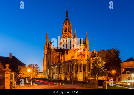Cathédrale de Bayeux Normandie France au crépuscule Banque D'Images
