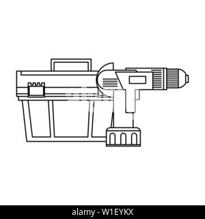 Outils de construction et de la réparation des équipements en noir et blanc Illustration de Vecteur