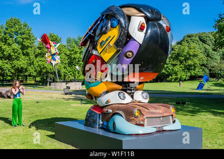 Regents Park, London, UK. 2 juillet 2019. Zak ové, autonomes Morris (2018), présenté par Lawrie Shabibi Frise - Sculpture, une des plus grandes expositions de plein air à Londres, y compris le travail de 25 artistes internationaux du sur les cinq continents dans Regent's Park du 4 juillet - 7 octobre 2019. Crédit : Guy Bell/Alamy Live News Banque D'Images