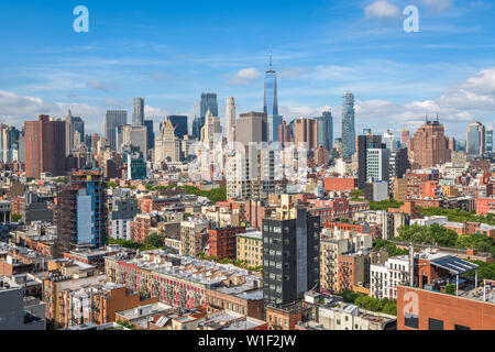 New York, New York, États-Unis d'horizon de Manhattan depuis le Lower East Side. Banque D'Images