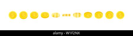 Pièce d'or vecteur illustration de sprites pour l'animation d'images. Utilisation dans le développement de jeux, jeux mobiles ou motion graphique. 100, dollar Illustration de Vecteur