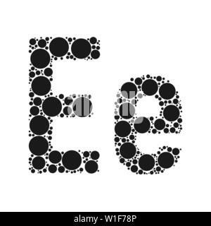 Une lettre de l'alphabet à partir de cercles noirs fixés par mozayka. Vector font l'illustration. Illustration de Vecteur