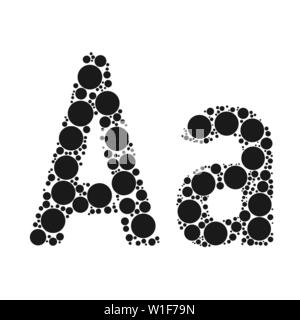 Une lettre de l'alphabet à partir de cercles noirs fixés par mozayka. Vector font l'illustration. Illustration de Vecteur