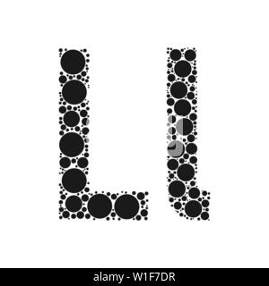 Une lettre de l'alphabet à partir de cercles noirs fixés par mozayka. Vector font l'illustration. Illustration de Vecteur