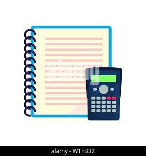 Calculatrice et carnet à spirales retour à l'école vector illustration Illustration de Vecteur