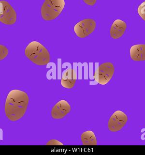 Une modèle de masque de théâtre avec la colère de l'émotion. Vector illustration. Masque en bronze de gradient sur fond violet. Illustration de Vecteur