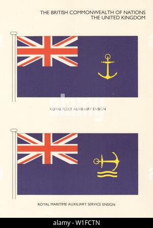 Drapeaux DE LA MARINE ROYALE Auxiliaire de la Flotte royale & Service Auxiliaire Maritime Enseignes 1979 Banque D'Images