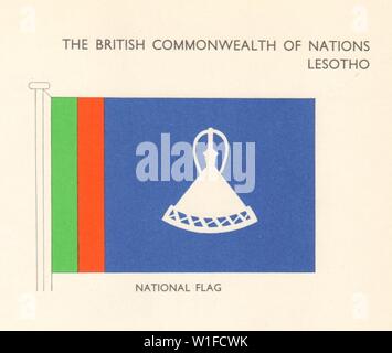 Le LESOTHO DRAPEAUX. Drapeau national 1968 old vintage print photo Banque D'Images