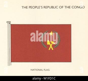 CONGO DRAPEAUX. La République populaire du Congo. Vieux Drapeau national 1979 imprimer Banque D'Images