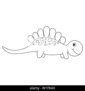 Contour de dinosaurus stégosaure, qui peut être utilisé comme colorant. Isolé sur fond blanc. illustration. Banque D'Images