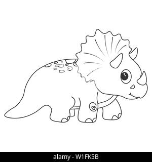 Contour de dinosaurus tricératops, qui peut être utilisé comme colorant. Isolé sur fond blanc. illustration. Banque D'Images