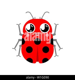 Cute kawaii coccinelle isolés. funny bug cartoon style. Les enfants de caractère. Style pour les enfants. Illustration de Vecteur