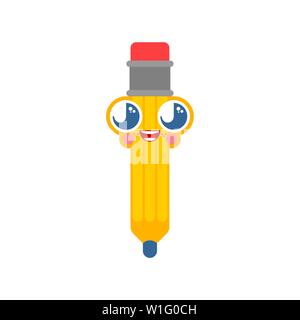 Crayon kawaii Cute kids. caractère isolé. Style pour les enfants. Illustration de Vecteur