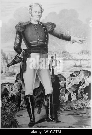 Le Major-général Winfield Scott à Vera Cruz le 25 mars 1847. Copie de lithographie par Nathaniel Currier, 1847., ca. 1900 - 1982 ; notes générales : utiliser la guerre et les conflits Numéro 102 lors de la commande d'une reproduction ou demande d'informations sur cette image. Banque D'Images