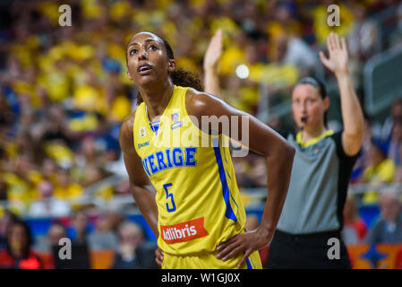 RIGA, Lettonie. 1er juillet 2019. Championnat de basket européen des femmes, communément appelé Eurobasket Women 2019 , match entre la Lettonie et la Suède l'équipe de l'équipe de Arena Riga, Riga, Lettonie. Banque D'Images