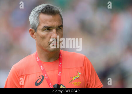 Londres, Royaume-Uni. 25 mai, 2019. L'avant-dernier tournoi du monde HSBC Série de rugby à 7 sur 25 et 26 mai 2019 à Londres (GB). Portrait de coach Neil Powell (Afrique du Sud). Credit : Jürgen Kessler/dpa/Alamy Live News Banque D'Images