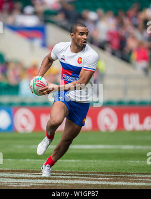 Londres, Royaume-Uni. 25 mai, 2019. L'avant-dernier tournoi du monde HSBC Série de rugby à 7 sur 25 et 26 mai 2019 à Londres (GB). Samuel Alerte (France, 11). Credit : Jürgen Kessler/dpa/Alamy Live News Banque D'Images