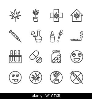 Icon Set Cannabis.Vector illustration Illustration de Vecteur