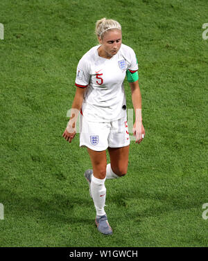 L'Angleterre Steph Houghton pendant la Coupe du Monde féminine de la fifa match de demi-finale au Stade de Lyon. Banque D'Images