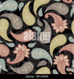 Paisleys traditionnel magique pour motif transparente design papier peint ou tissu l'impression textile Illustration de Vecteur