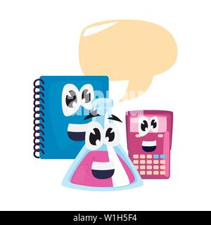 Tube à essai calculatrice portable cartoon vector illustration retour à l'école Illustration de Vecteur