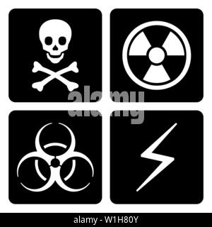 Un noir et blanc Hazard icons set Illustration de Vecteur