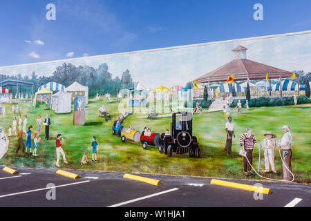 Florida Lake Placid,main Street,ville de peintures murales,bâtiment,murale,art public,Mural Society,embellissement,embellir,fierté communautaire,patrimoine,histoire locale, Banque D'Images