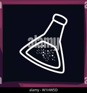 Tube à essai de laboratoire sur fond noir de l'école d'illustration vectorielle linéaire Illustration de Vecteur