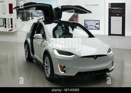 Showroom Tesla dans Meatpacking district de New York Banque D'Images