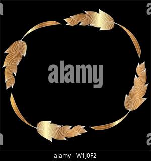 Vintage gerbe de seigle à la main. Dessin à main levée. Contours vintage illustration. La conception de la nature. Frontière Floral. Ornement de fleurs couronne de fleurs. Mauvais vecteur simple Illustration de Vecteur