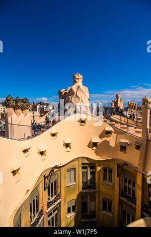 Barcelone, Espagne - avril 2019 : Atrium de la Casa Mila aussi connu La Pedrera chambre conçu par Antoni Gaudi à Barcelone Banque D'Images